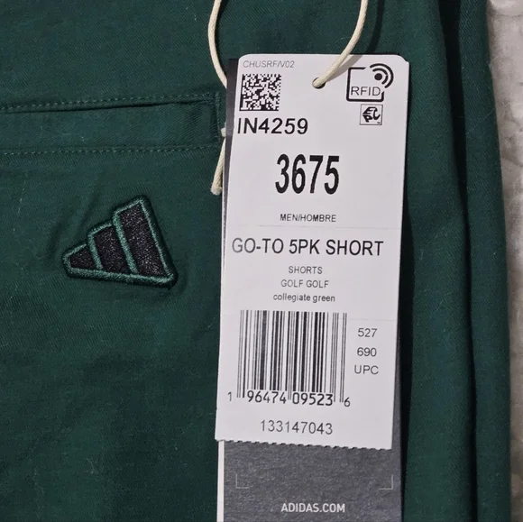 Adidas Men's Green Golf Shorts Go-To 5-Pocket Shorts Size 36 - Picture 5 of 9